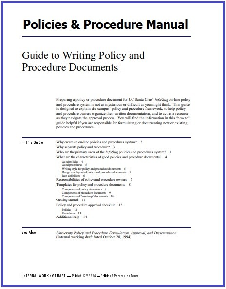 Policies And Procedures Manual Templates 8 Free Word Excel PDF 