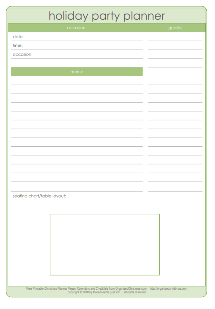 Christmas Holiday Party Planner Template