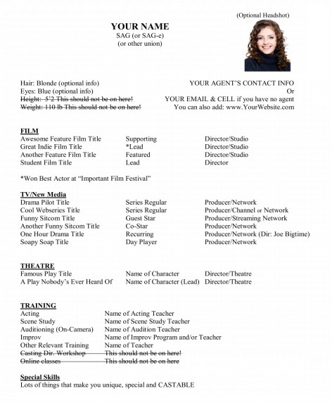 free acting resume template word document