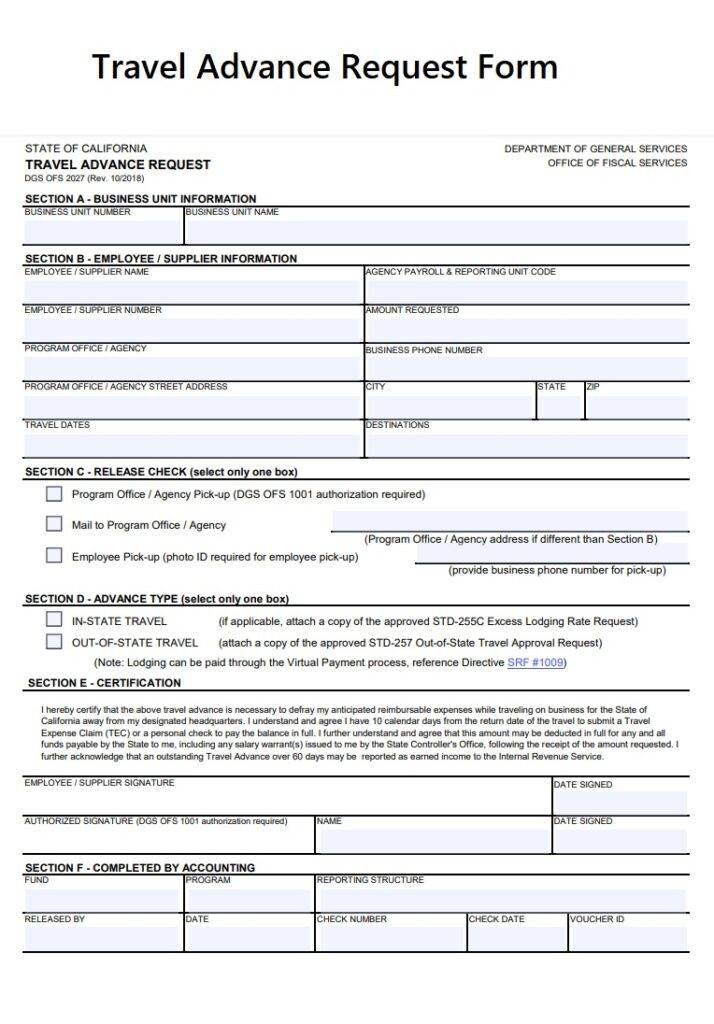 Travel Advance Request Form